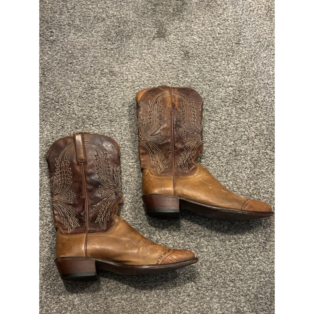 Lucchese 1883 Corbin Mad Dog Goat‎ Brown Leather Boots N1533 Mens Size 9 D